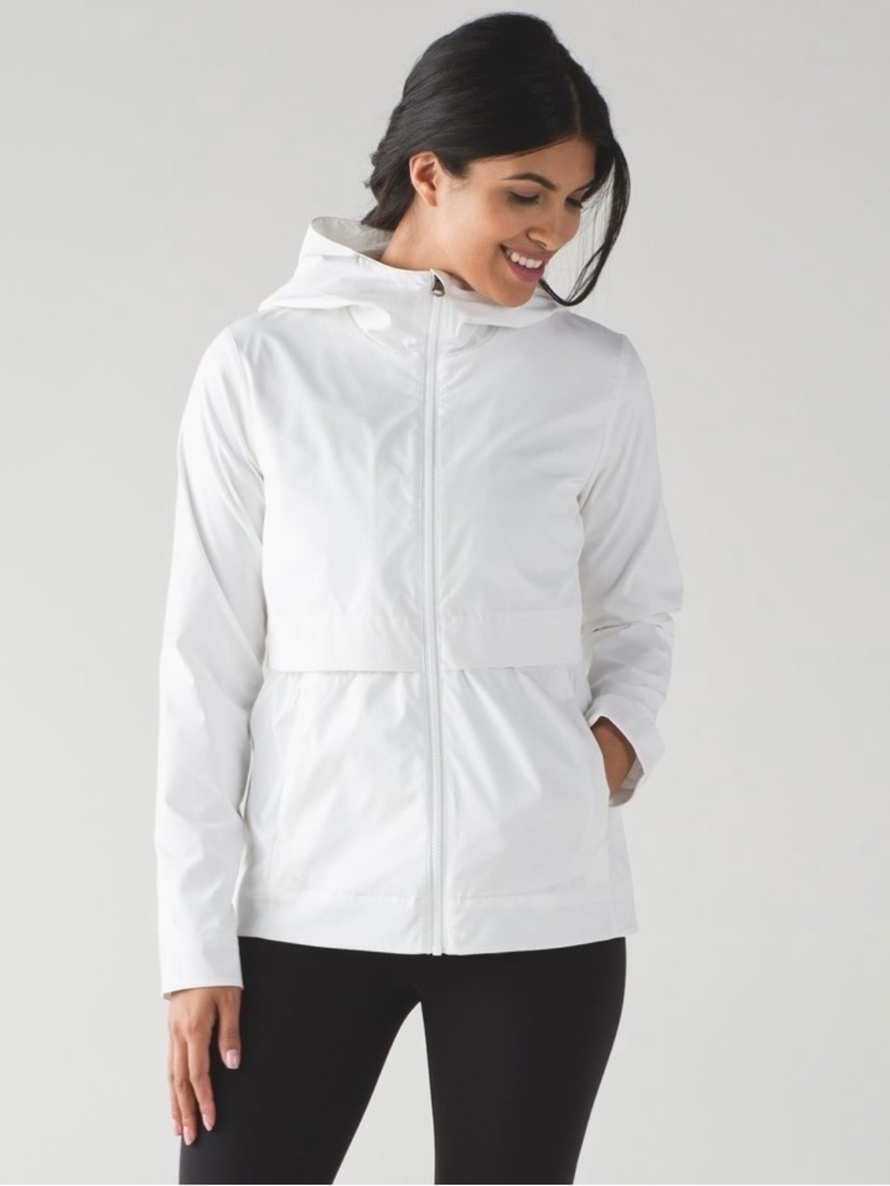 Lululemon White Hooded Lightweight Full-Zip Jacket Size 4